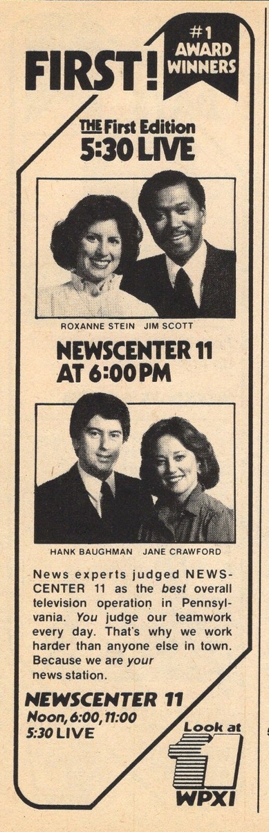WPXI PITTSBURGH TV NEWS AD ROXANNE STEIN JIM SCOTT HANK BAUGHMAN