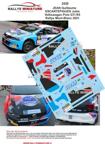 DECALS 1/43 REF 2430 VW VOLKSWAGEN POLO JEAN RALLYE MONT BLANC 2021 RALLY - Picture 1 of 1