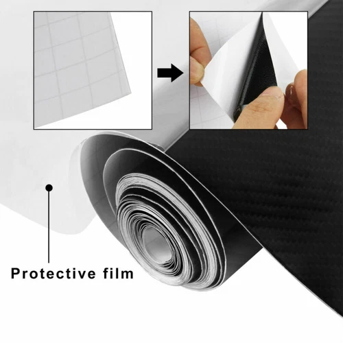 Selbstklebend Carbon Folie Auto KFZ Klebe Folie Glanz Matt Schwarz 6D 50 X 152CM - Bild 6 von 9