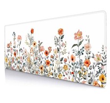 Large Desk Pad Garden Blooming Flowers Mouse Pad Colourful Wildflowers Mouse ...