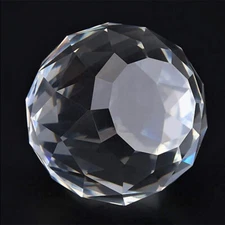 2 Crystal Faceted Flat Bottom GlassClear Prism Sun Catcher Sphere Feng Shui 30mm