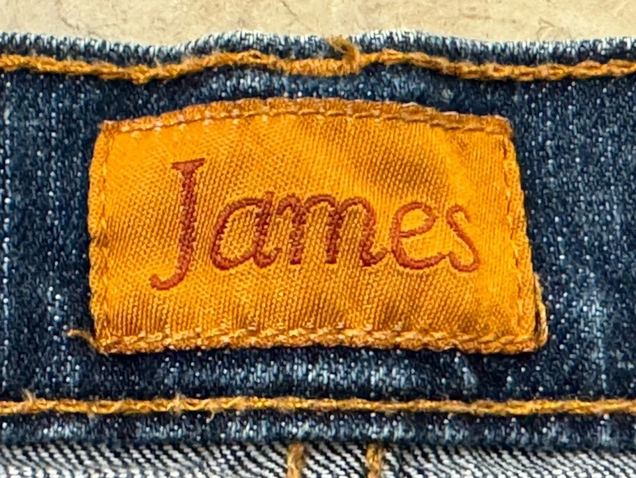 Minifalda de mezclilla James Jeans envejecida en seco lavado medio botón mosca para mujer 28’s Foto 2 de 4