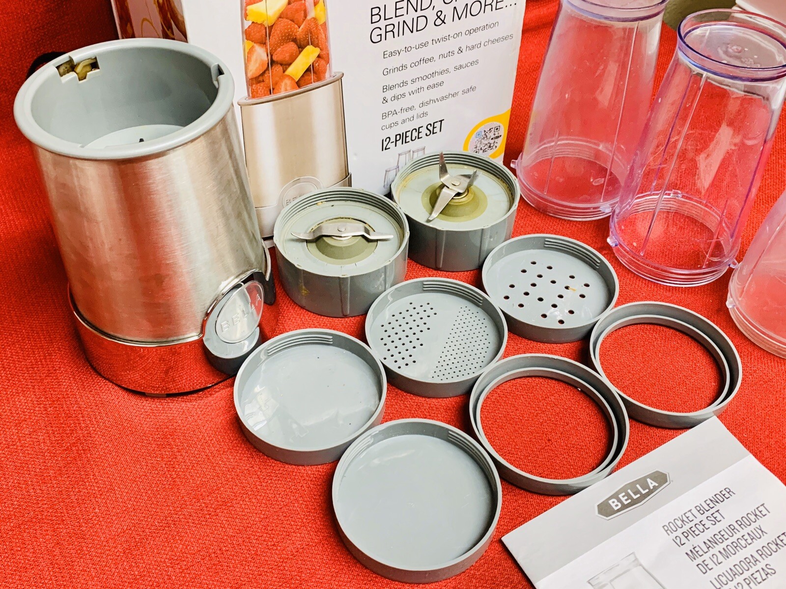 Bella Rocket Blender Model XJ11401B1 Blend Chop Grind 12Piece eBay