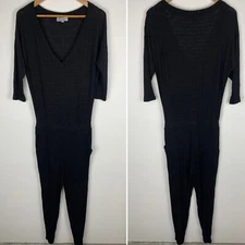 Michael Stars Rex Ribbed Jumpsuit Dark Heathered Black Size M Loungewear Cozy