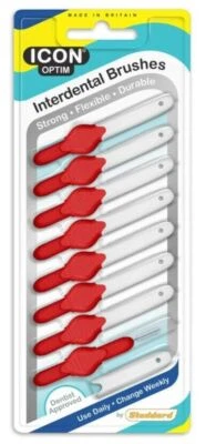 Icon Optim 8's - 2 Packs of 8 Interdental Brushes Size 2 Red