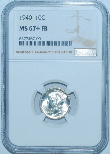 1940 P NGC MS67+FB Full Bands Mercury Dime