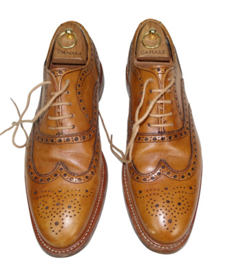 £279 BERWICK 1707 SPANISCHE GOODYEAR RAHMENGENÄHTE BROGUES HELLBRAUN UK 8 IT 42 LEDER