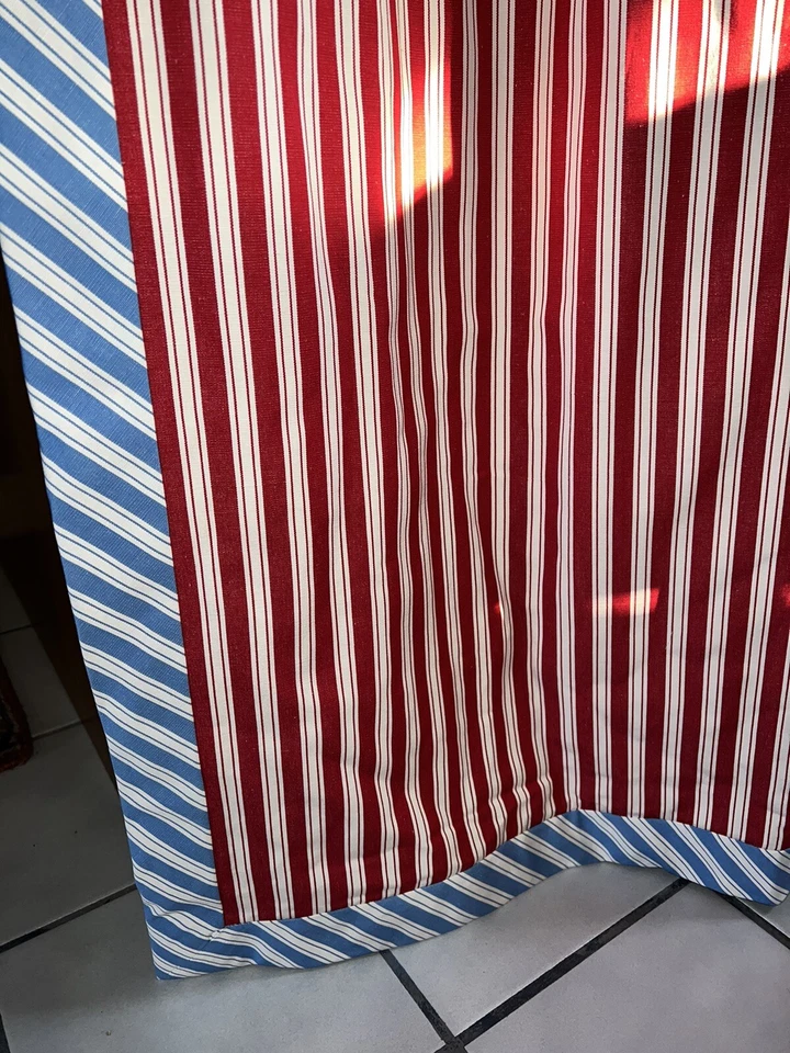 CORTINAS PERSONALIZADAS RALPH LAUREN PELLIZCADAS DOBLE FORRADAS ~ 91” LARGO RAYAS ROJAS Y BLANCAS Foto 3 de 4