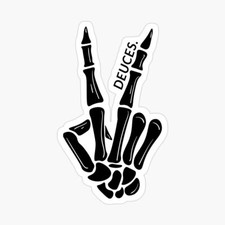 Deuces Skeleton Hand Sticker Decal