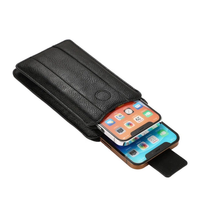 Funda doble de cuero de lujo para teléfono para hombres con lazos funda clip bolsa para cinturón Foto 2 de 4