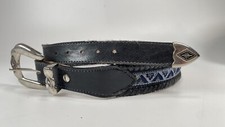 Vintage NUOVO Southwest Small Western Belt Blue Fabric Cowgirl 80  s Small