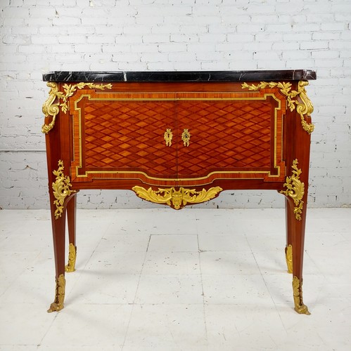 19th century French Cabinet double door w/Gilt Bronze Ormolu & Marble top-Signed - Picture 3 of 10