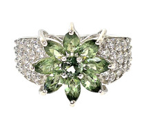 Andranomaro Green Apatite Zircon in Rhodium Over Sterling Silver Ring Size 7