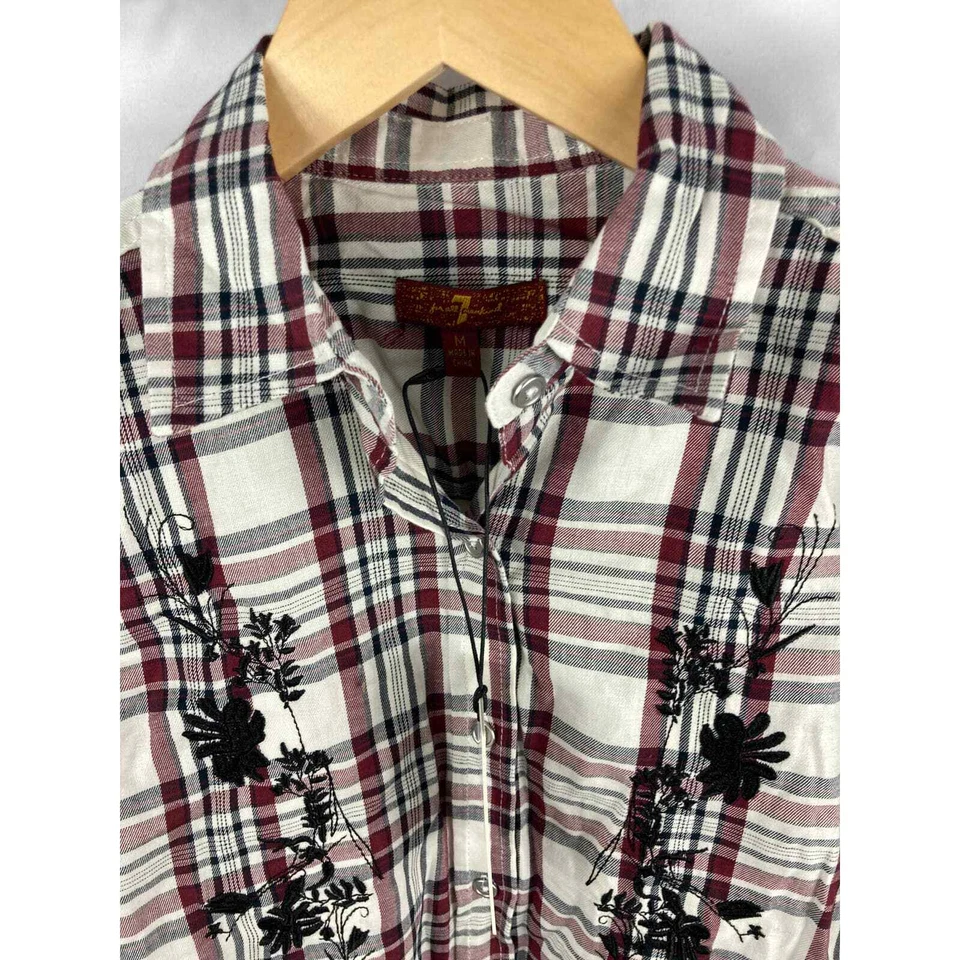 Новый с Ярлыками 7 для всего человечества девочек вышитая клетчатая рубашка на пуговицах M - Изображение 2 из 3