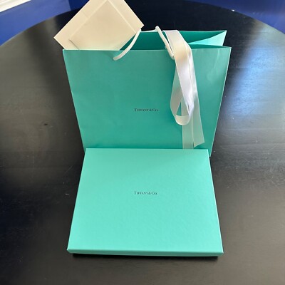 Tiffany & Co Empty Blue Medium Flat Box 10.5'' x 8.5'' x 1.25'' Bag Card Ribbon