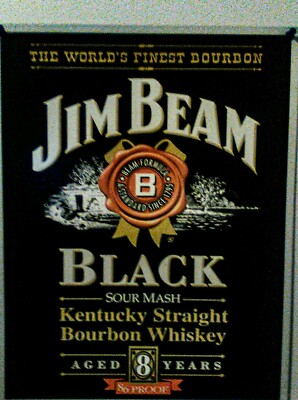 Vintage Jim Beam  Metal Sign. Perfect For A Bar Room or Man Cave !!! 12'' W 16'' L