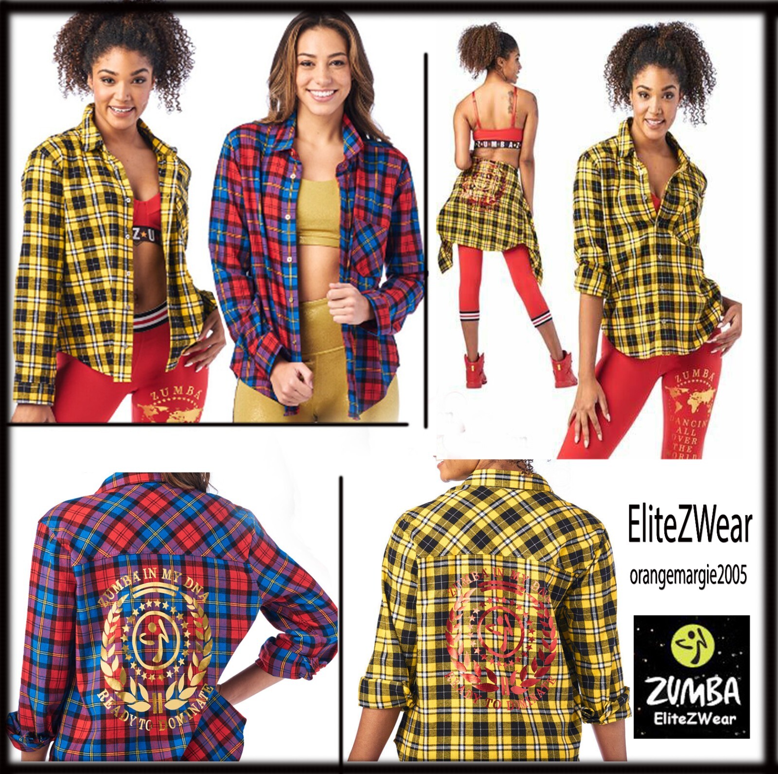 Zumba Crazy Happy Dominate Flannel Button Down Shirt RARE EliteZW Unisex M L XL