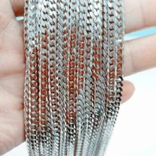 10pcs 5mm Silver Stainless Steel Curb Cuban Link Chain Necklace for Men Women
