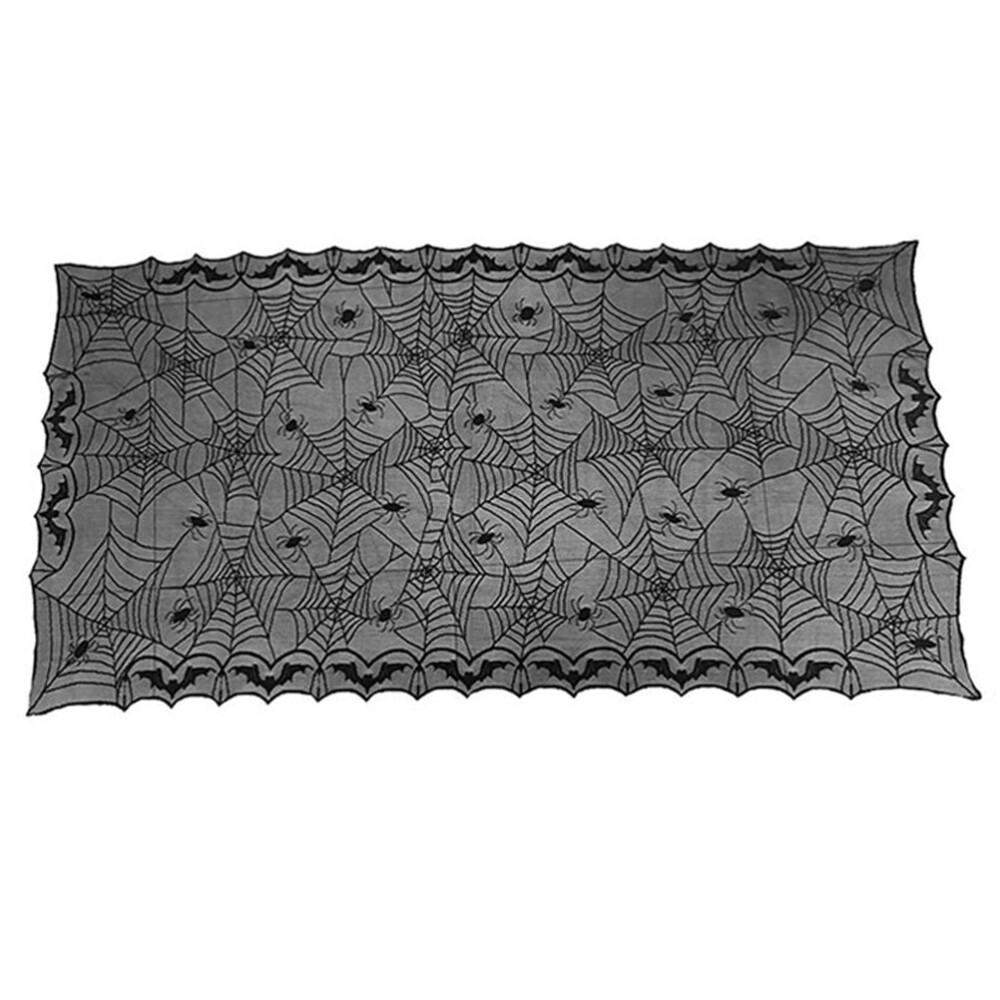 Mantel de murciélago Halloween encaje espeluznante centro de mesa decoraciones tela flash