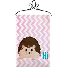 Hi Hedgehog Chevron Stripe Nursery Wall Hanging Banner on Rod 13x18 NWT