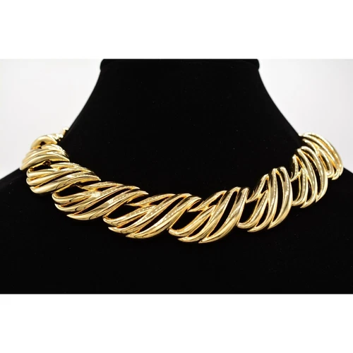 Givenchy Collana Vintage Collare Grosso Catena Legata Oro Firmata Anni 80 80 Bin7A