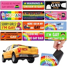 12 Pcs Funny Gay Car Magnets Bumper Prank Rainbow Stylish