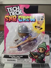 Spinmaster Tech Deck SK8 Crew Fingerboard w/Figure -SERIES 2 GRAY Hat