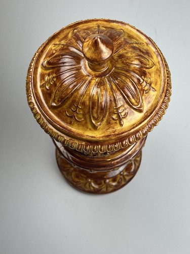 Vaso o urna vintage 1974 con coperchio fiori arancione intenso 12” scritta arner’s 1974 LEGGI - Foto 10 di 15