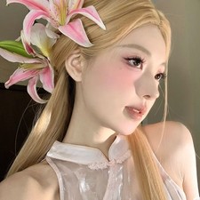 Pink Lily Flower Hair Clips Set Photo Side Hair Accessory 2pcs