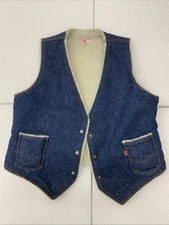 VTG Levi's Orange Tab Vest Womens XL Denim Sherpa Lined Made in USA 60605-0217