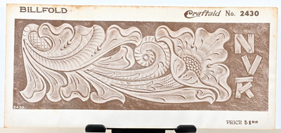 Vintage Craftaid No. 2430 Leathercraft Template Billfold Floral Scroll Design