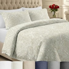 3 Piece King Size Duvet Cover Set, 400 Thread Count 100 Cotton Sateen, Soft ...