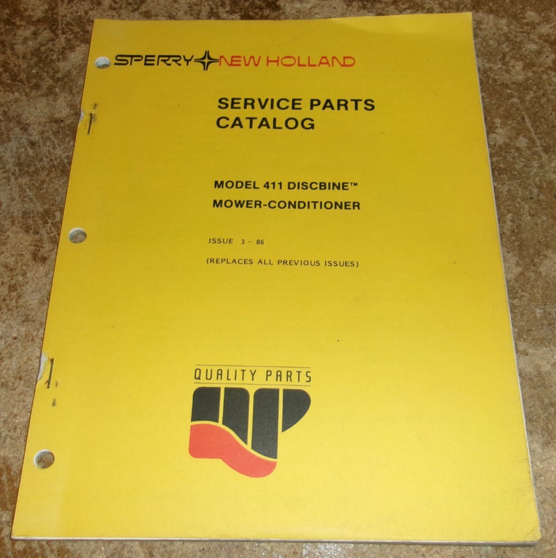 1986 new holland 411 discbine mower conditioner service parts catalog good used
