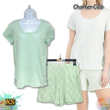 NWD Charter Club Women's XS Henley & Shorts Cotton Pajama Set 100116852 Tile