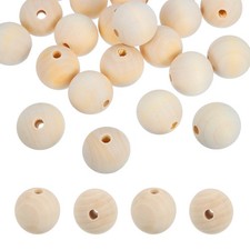 25pcs 25mm Beige Natural Wood Beads with 5-6mm Hole Round Wooden Spacer Ball