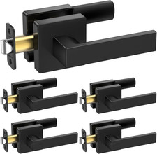 5-Pack Matte Black Reversible Square Door Handles for Home Interior