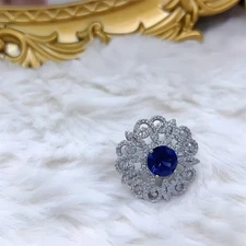 2.5Ct Round Cut Sapphire & Lab Created Diamond 14k White Gold FN Engagement Ring