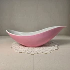 Hull Pink & White Ceramic Swirl Vase Bowl USA 152 Mid-Century Modern Decor