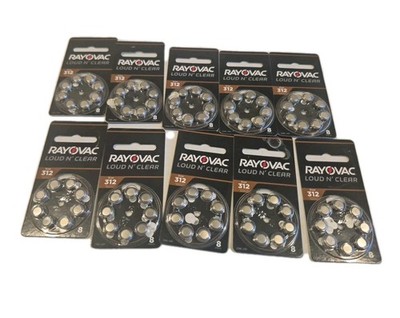 (10) packs 8-count RAYOVAC Loud n Clear 312LC-8A Hearing Aid Batteries exp 1/27 