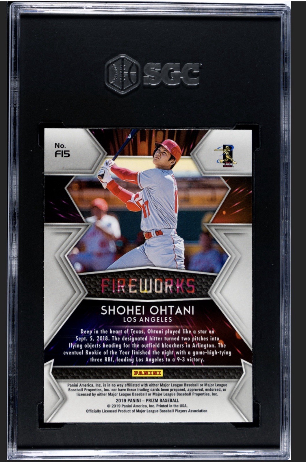 2019 Panini Prizm - Fireworks Shohei Ohtani #F15 view 2