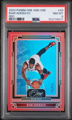 2024 PANINI ONE & ONE RED #49 BAM ADEBAYO 13/15 PSA 8
