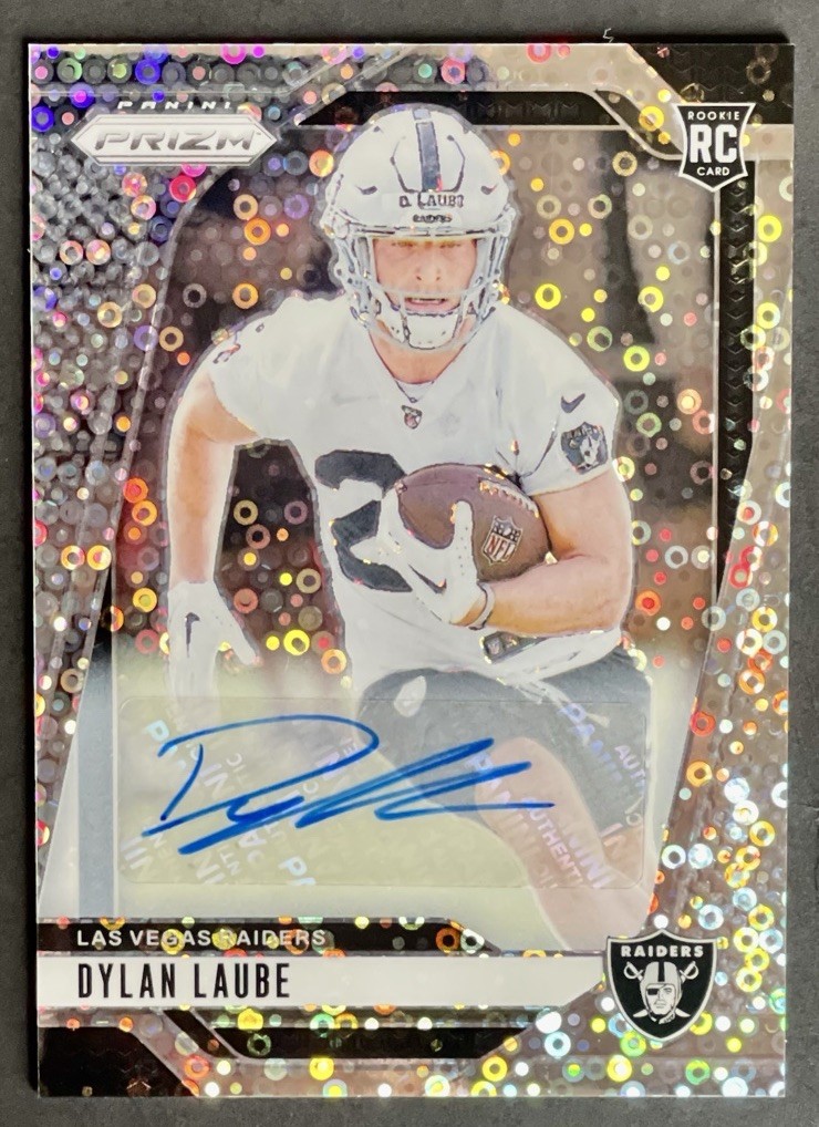 2024 Panini Prizm Dylan Laube Rookie No Huddle Prizm AUTO RC #330 Raiders
