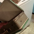 Vintage Tin Lunch Box w/ Green Lid, Metal Handle, Latch Closure, Tin Metal — photo 3