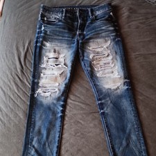 American Eagle Outfitters Skinny Distressed Denim Jeans Blue 5-Pocket Men