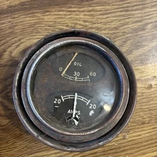 Chris Craft Boat Vintage Oil / Amps Gauge  Circa 30s , UNTESTED AS IS