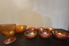 Jeanette Glass Carnival Glass Crackle Pattern Bowls and Plates