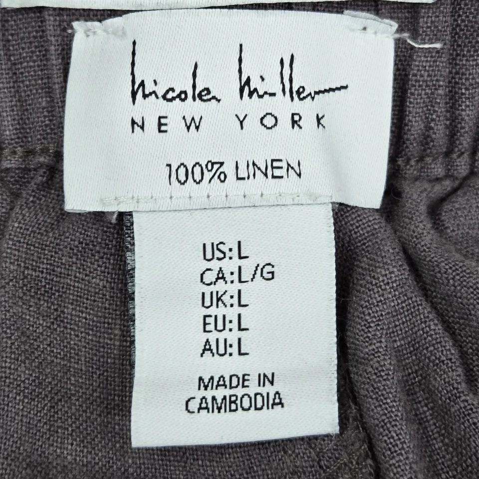 Nicole Miller New York Women Pants L Gray Linen Cargo 28" Inseam Outdoor - Image 3 of 4