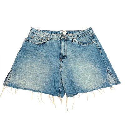 Forever 21 Jean Shorts Womens 31 Blue 90s High Rise Raw Hem Denim