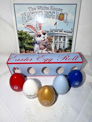 2026 TRUMP 250TH BIRTHDAY COMMEMORATIVE WHITE HOUSE EASTER EGG SET OF 5  w Book
