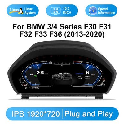 12,3'' Plug&Play LCD Digitales Tacho Kombiinstrument HD BMW 3/4er F30/F31 F32/F33